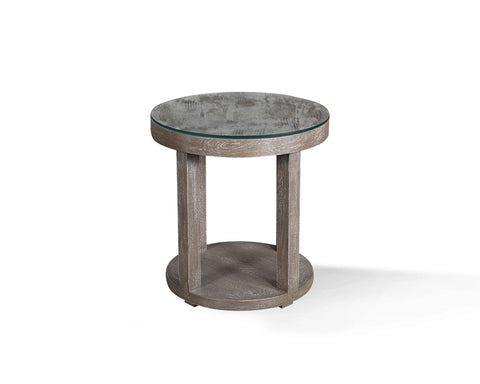 Crossings Serengeti - Round End Table with Glass Top - Sandblasted Fossil Grey - Premium End Tables from Parker House - Just $412.50! Shop now at brett interiors