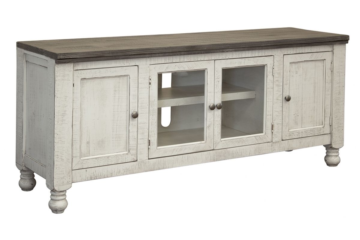 Stone - TV Stand / Wall Unit - Antiqued Ivory / Weathered Gray - Premium TV Stand Parts from International Furniture Direct - Just $1120! Shop now at brett interiors