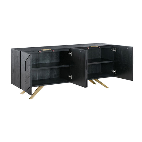 Lombard - 4 Door Sideboard Buffet - Black Brushed - Premium Buffets from Armen Living - Just $1737.50! Shop now at brett interiors