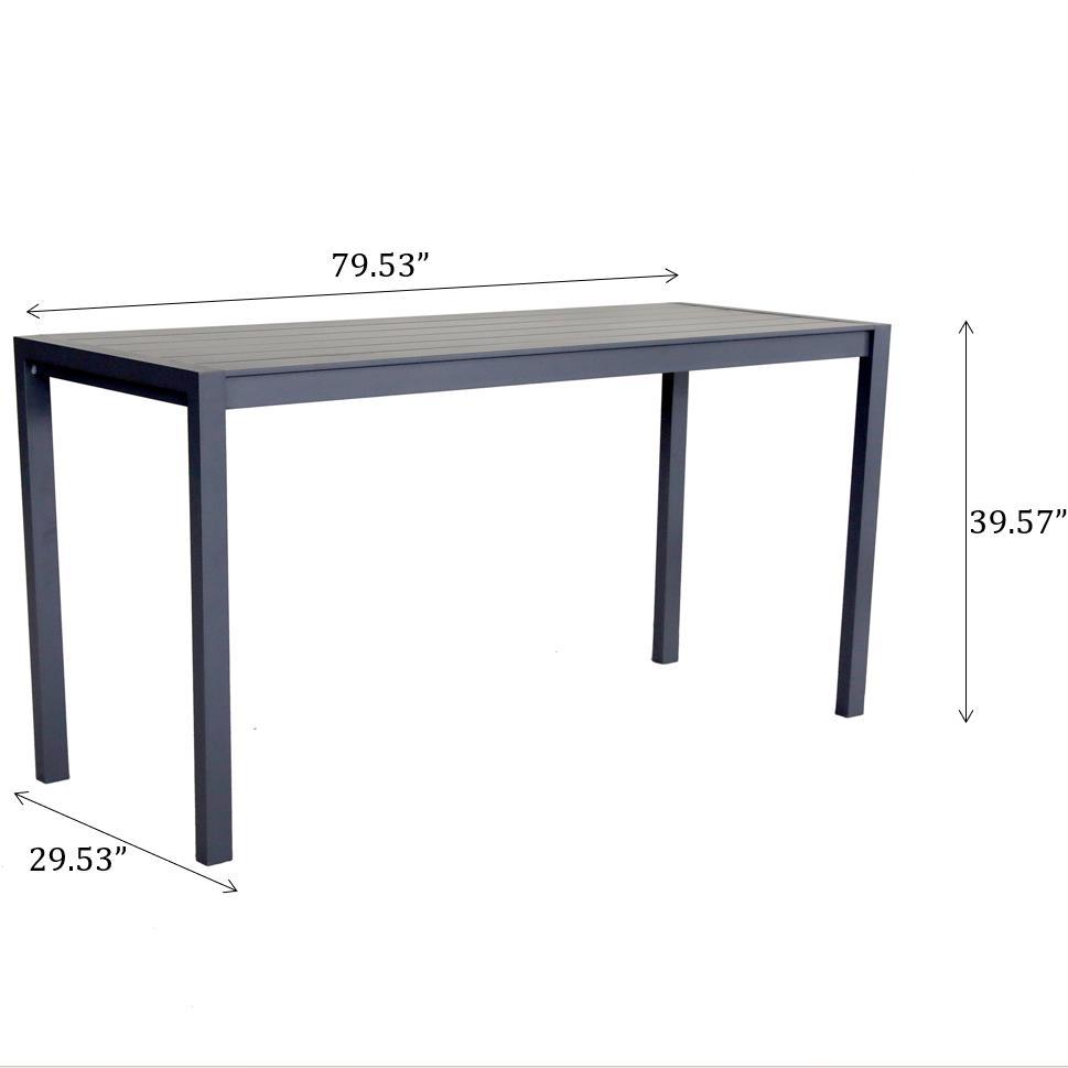 Premium Aluminum Rectangular Bar Table - Pewter - Premium Bar Tables from Gather Craft - Just $885! Shop now at brett interiors