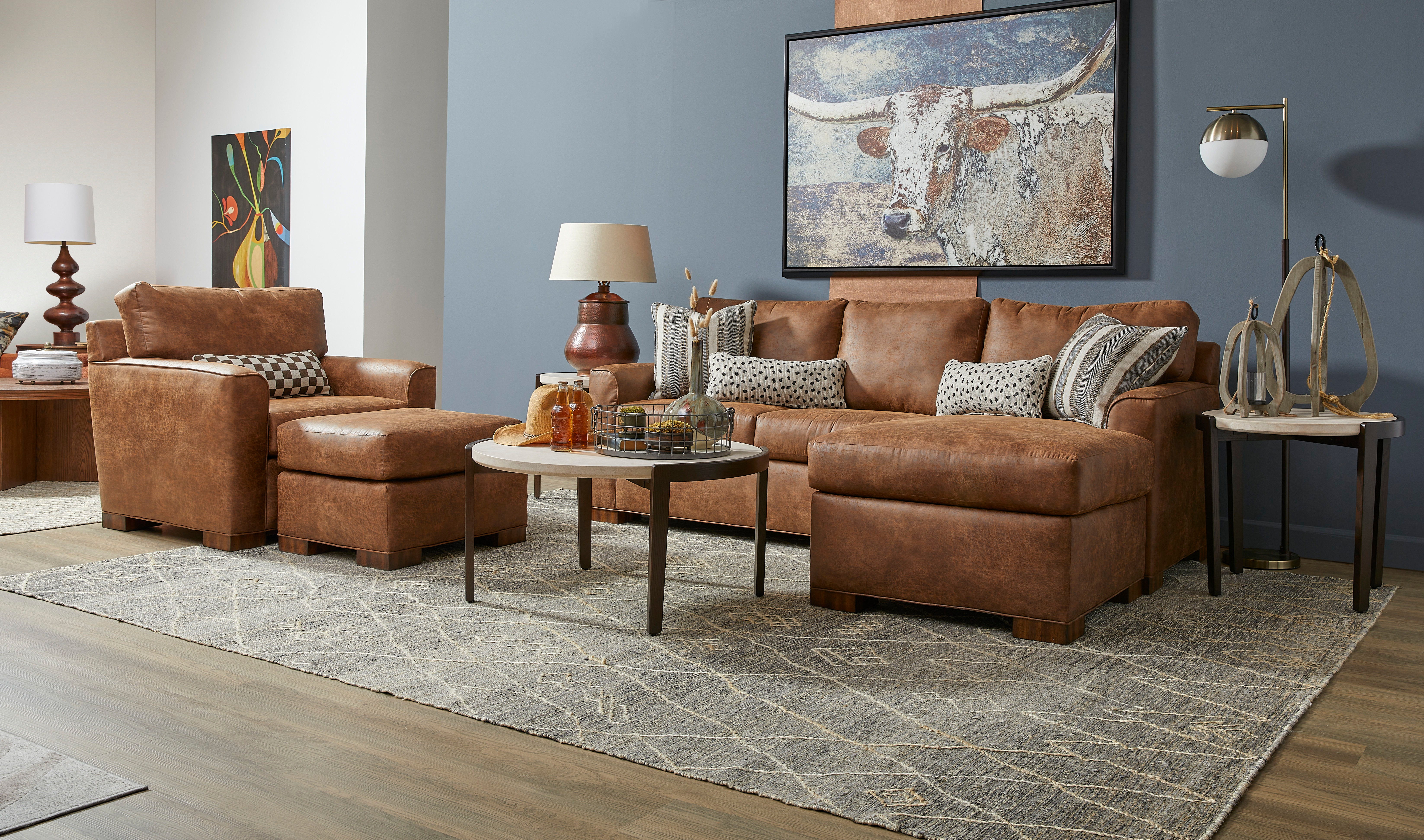 Jasper - Stationary Reversible Chaise Sofa - Dark Brown - Premium Stationary Sectionals from Flexsteel - Just $2625! Shop now at brett interiors