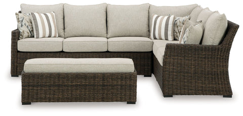 Brook Ranch - Brown - Sofa Sectional, Bench With Cushion (Set of 3) - Premium 3 Piece Outdoor Sets from Signature Design by Ashley® - Just $2652.50! Shop now at brett interiors