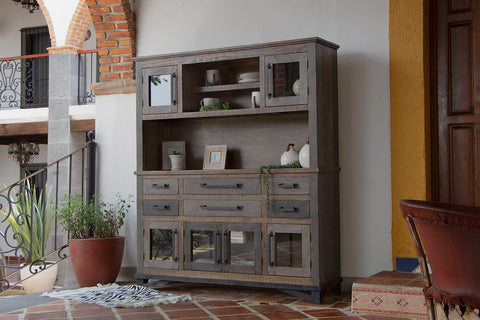 Loft Brown - Buffet And Hutch With 6 Drawers / 6 Doors - Two Tone Gray / Brown - Premium Hutches & Buffets from International Furniture Direct - Just $2135! Shop now at brett interiors