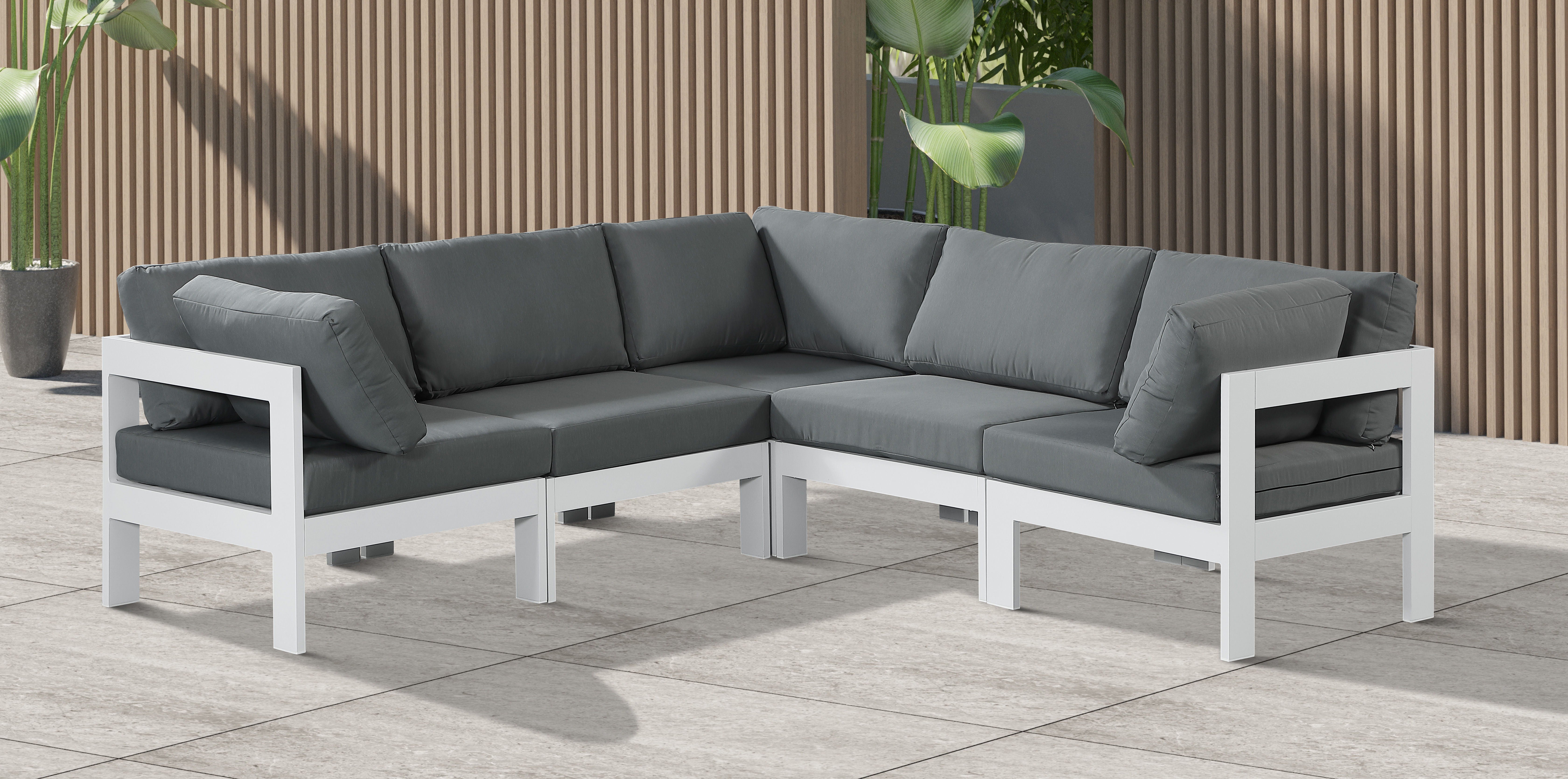 Nizuc - Outdoor Patio Modular Sectional 5 Piece - Grey - Metal - Premium Stationary Sectionals from Meridian Furniture - Just $4612.50! Shop now at brett interiors