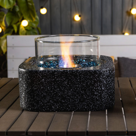 Tabletop Fire Pit With Glass Wind Guard - Black - Premium Fire Pits from AS Outdoor Heating - Just $135! Shop now at brett interiors