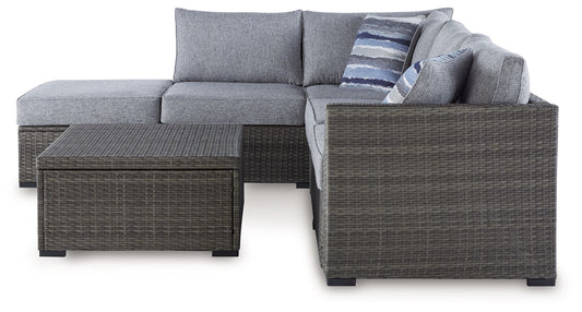 Petal Road - Gray - Loveseat Sectional, Ottoman, Table Set (Set of 4) - Premium 4 Piece Outdoor Sets from Signature Design by Ashley® - Just $1754.38! Shop now at brett interiors