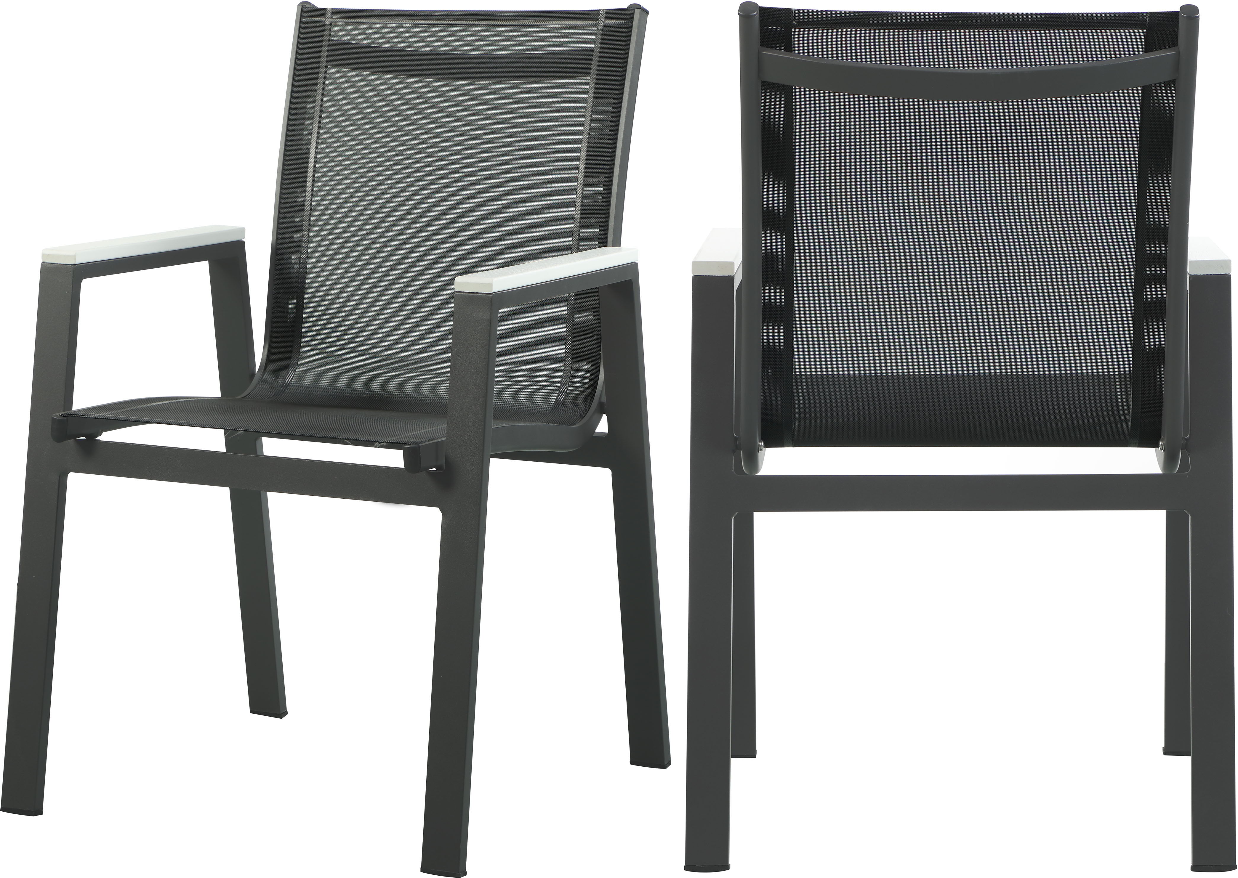 Nizuc - Outdoor Patio Dining Arm Chair (Set of 2) - Black - Premium Chair Sets from Meridian Furniture - Just $800! Shop now at brett interiors