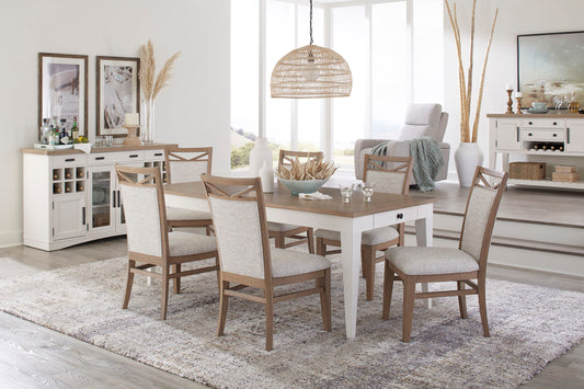 Americana Modern Dining - Rectangular Extendable Dining Table With 6 Upholstered Dining Chairs - Light Brown - Premium 7 Piece Dining Room Sets from Parker House - Just $1672.50! Shop now at brett interiors