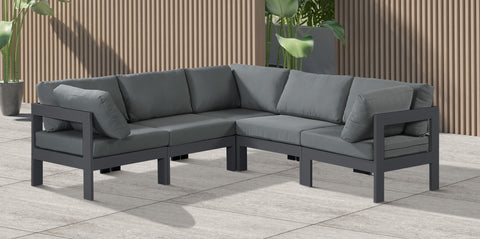 Nizuc - Outdoor Patio Modular Sectional 5 Piece - Grey - Premium Stationary Sectionals from Meridian Furniture - Just $4612.50! Shop now at brett interiors