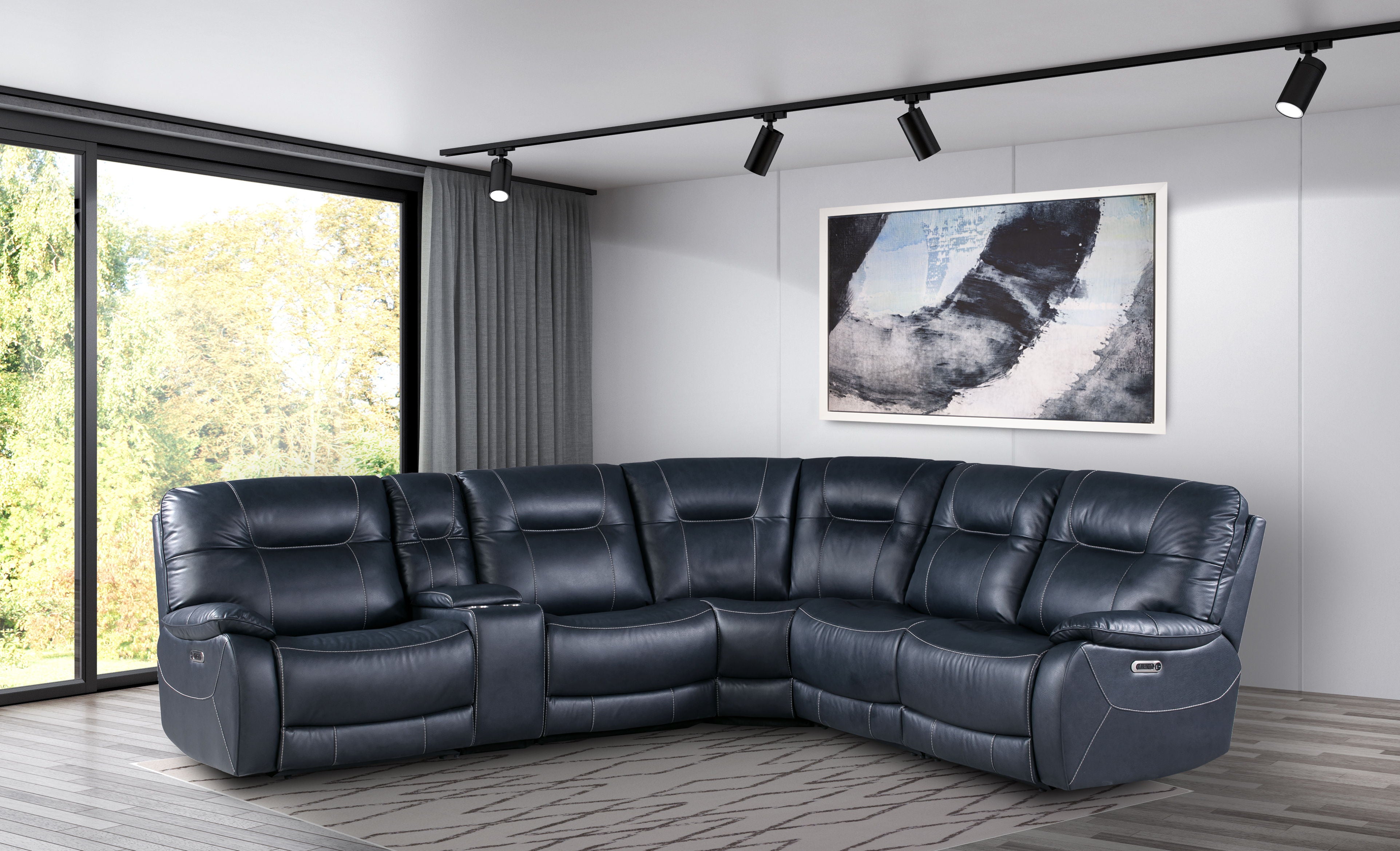 Axel - 6 Modular Piece Power Reclining Sectional with Power Headrests and Entertainment Console - Premium Reclining Sectionals from Parker Living - Just $3122.50! Shop now at brett interiors