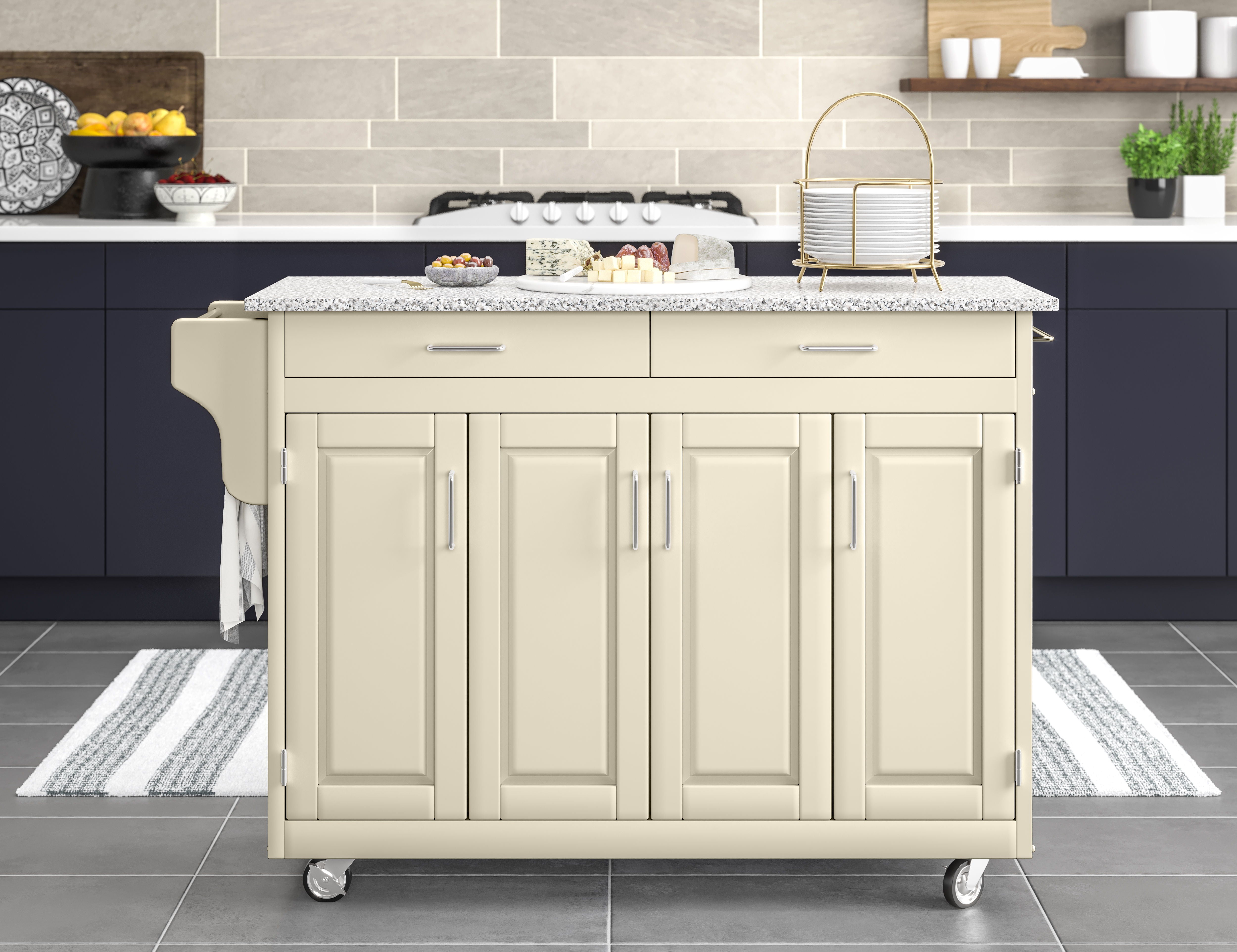 Create-A-Cart - 4 Doors Kitchen Cart - Gray Granite Top - Premium Islands & Carts from Homestyles - Just $1834.98! Shop now at brett interiors