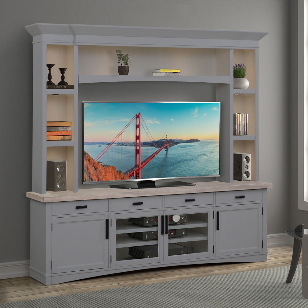 Americana Modern - TV Console with Hutch and LED Lights - Premium Entertainment Centers from Parker House - Just $2247.50! Shop now at brett interiors