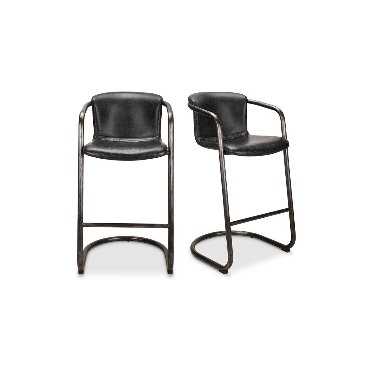 Freeman - Barstool Leather (Set of 2) - Onyx Black - Premium Stool Sets from Moe's Home Collection - Just $3247.50! Shop now at brett interiors