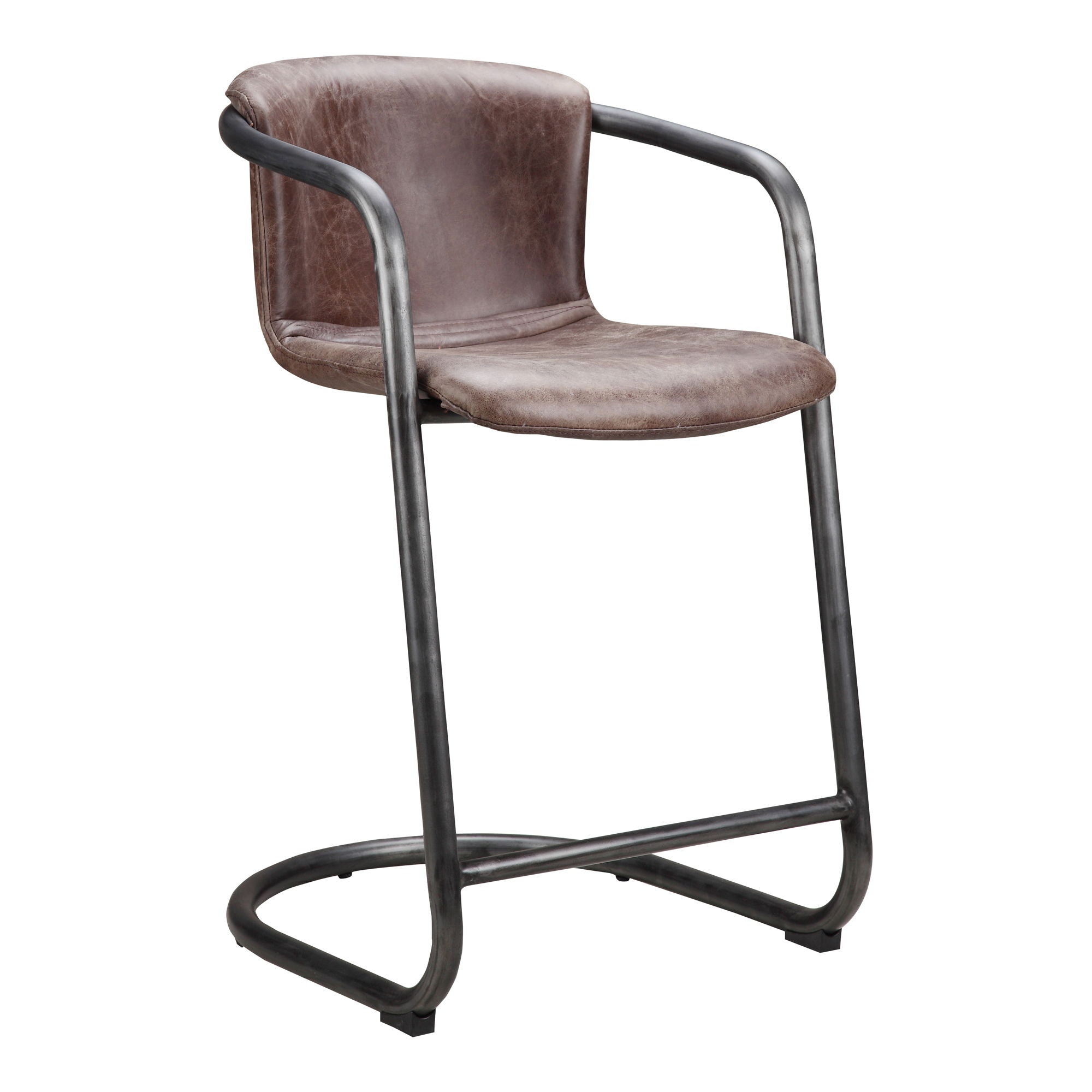 Freeman - Counter Stool Stool Leather (Set of 2) - Grazed Brown - Premium Stool Sets from Moe's Home Collection - Just $3122.50! Shop now at brett interiors