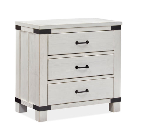 Harper Springs - Bachelor Chest With Metal Decoration - Silo White - Premium Bedside Chests from Magnussen Furniture - Just $729! Shop now at brett interiors