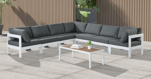 Nizuc - Outdoor Patio Modular Sectional 7 Piece - Grey - Modern & Contemporary - Premium Stationary Sectionals from Meridian Furniture - Just $6337.50! Shop now at brett interiors