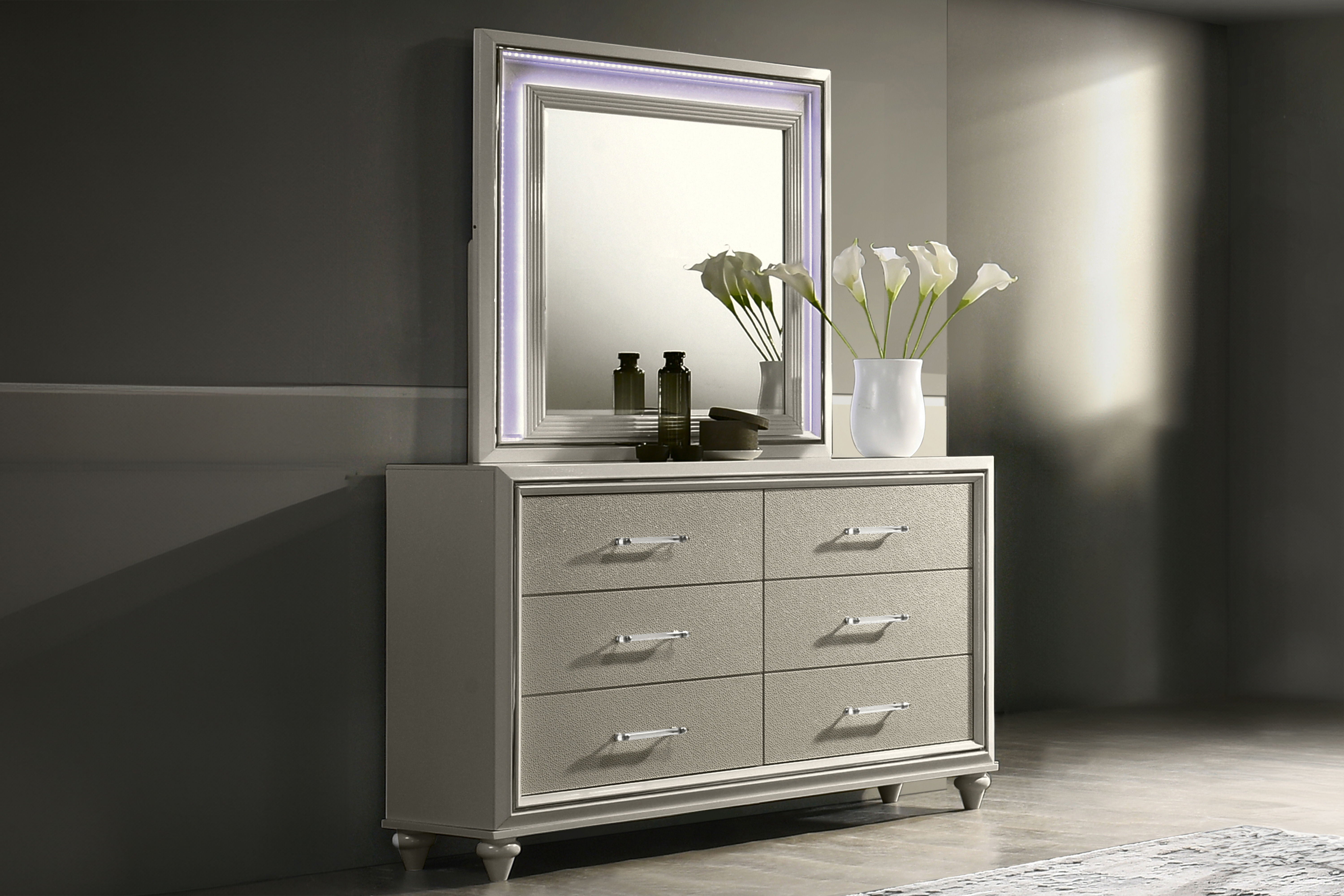 Lumina - Lighted Mirror - Silver - Premium Bedroom Mirrors from New Classic - Just $225! Shop now at brett interiors