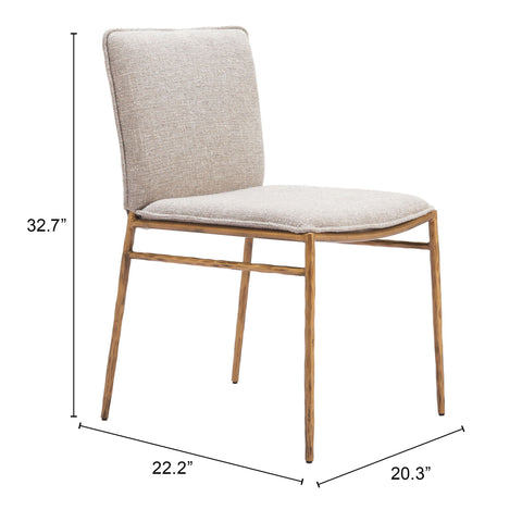 Nordvest - Dining Chair - Beige / Gold - Premium Side Chairs from Zuo Modern - Just $1275! Shop now at brett interiors