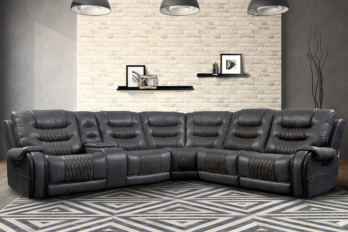 Outlaw - 6 Piece Modular Power Reclining Sectional with Power Headrests and Entertainment Console - STALLION - Premium Reclining Sectionals from Parker Living - Just $3497.50! Shop now at brett interiors