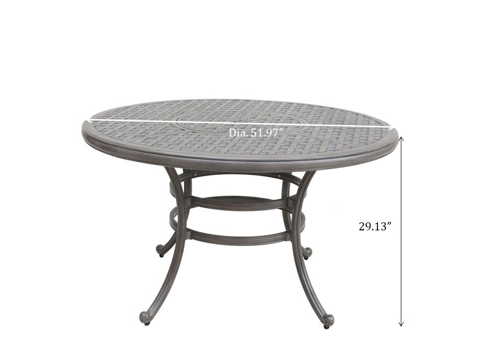 All-Weather And Durable 52" Round Cast Aluminum Round Dining Table With Umbrella Hole - Gray - Premium Dining Tables from Gather Craft - Just $976! Shop now at brett interiors