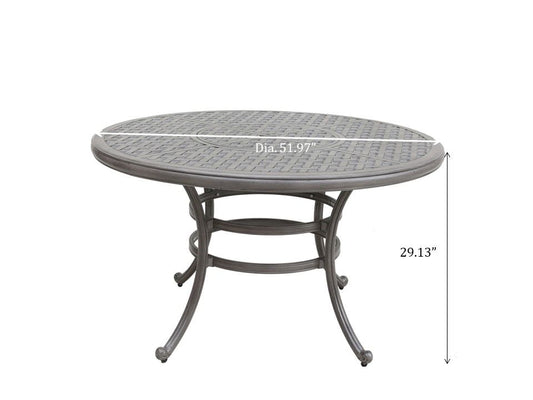 All-Weather And Durable 52" Round Cast Aluminum Round Dining Table With Umbrella Hole - Gray - Premium Dining Tables from Gather Craft - Just $976! Shop now at brett interiors