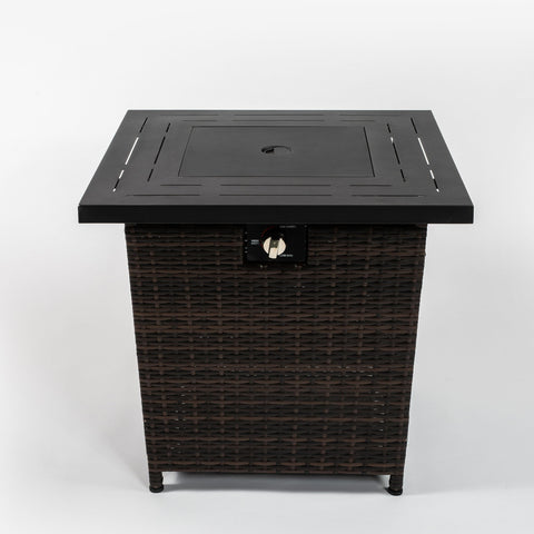 28" Wicker Square Fire Pit Table - Black Brown - Premium Fire Pits from AS Outdoor Heating - Just $334! Shop now at brett interiors