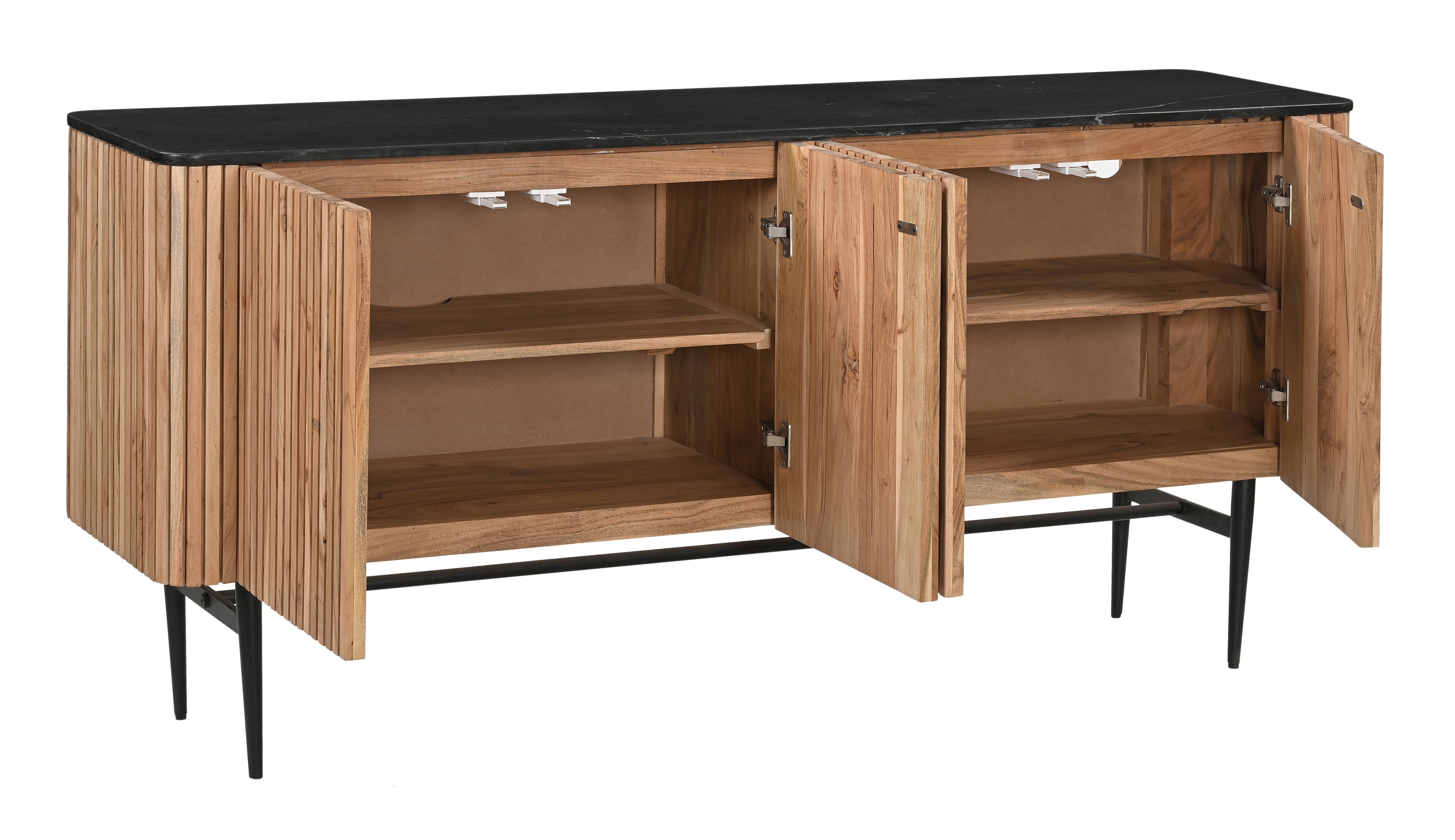 Easton - Four Door Credenza - Natural / Black - Premium Credenzas from Coast2Coast Home - Just $4950! Shop now at brett interiors