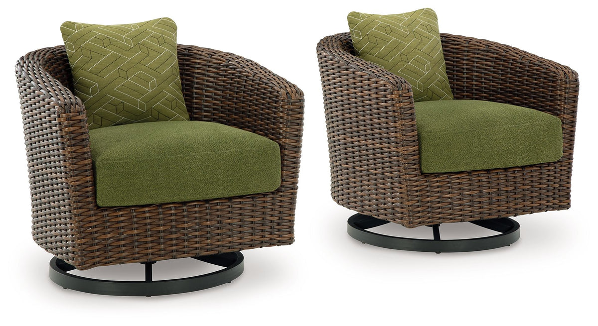 Horizon Hall - Brown / Green - Swivel Lounge With Cushion - Premium Swivel Chairs from Signature Design by Ashley® - Just $749.38! Shop now at brett interiors