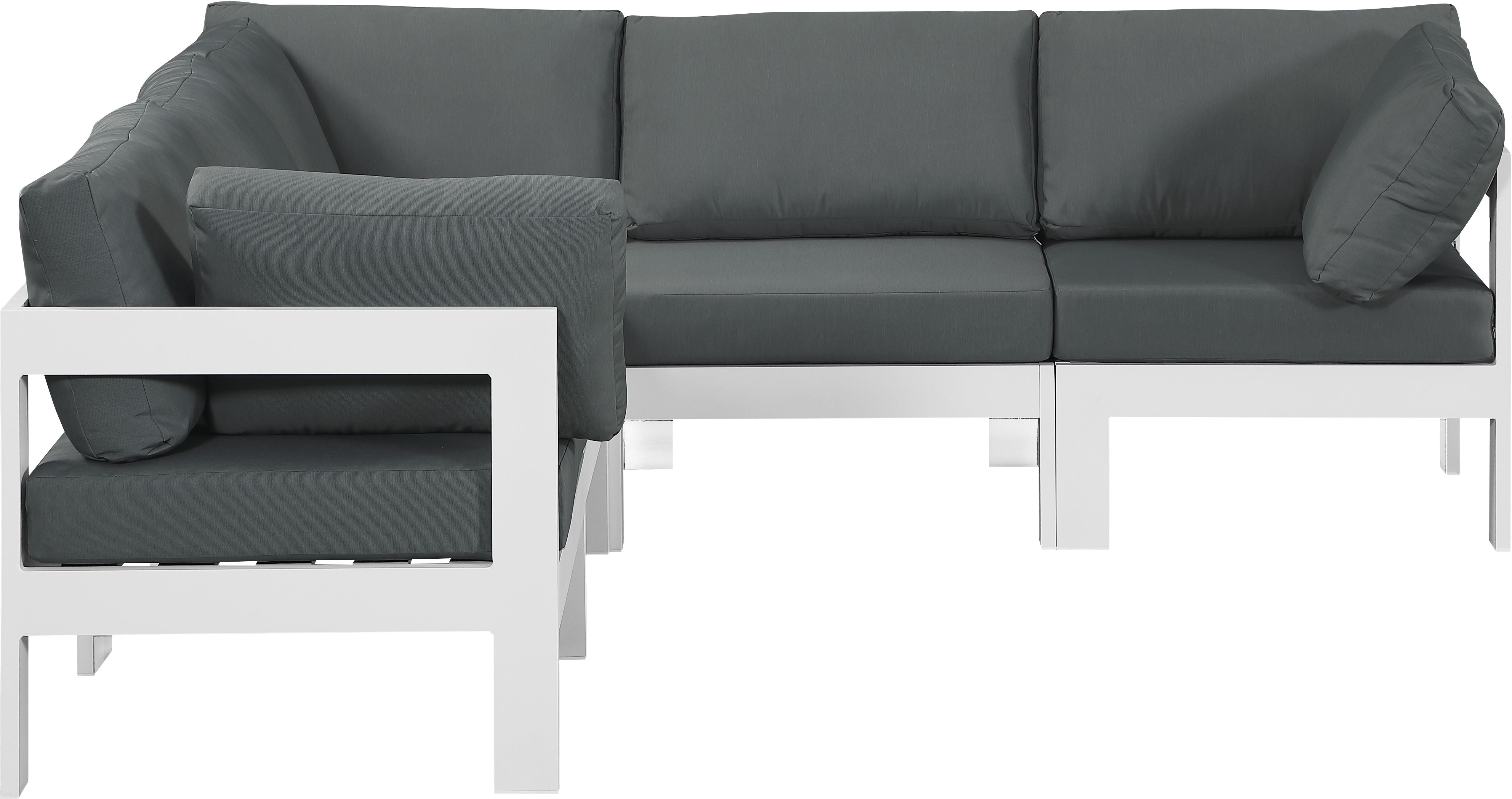 Nizuc - Outdoor Patio Modular Sectional 5 Piece - Grey - Metal - Premium Stationary Sectionals from Meridian Furniture - Just $4612.50! Shop now at brett interiors