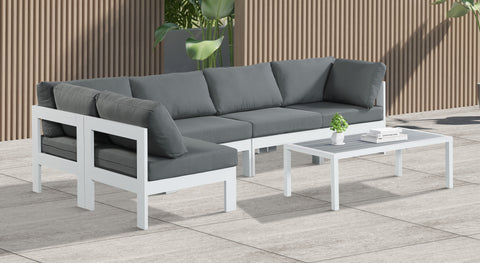 Nizuc - Outdoor Patio Modular Sectional 5 Piece - Grey - Fabric - Premium Stationary Sectionals from Meridian Furniture - Just $4512.50! Shop now at brett interiors