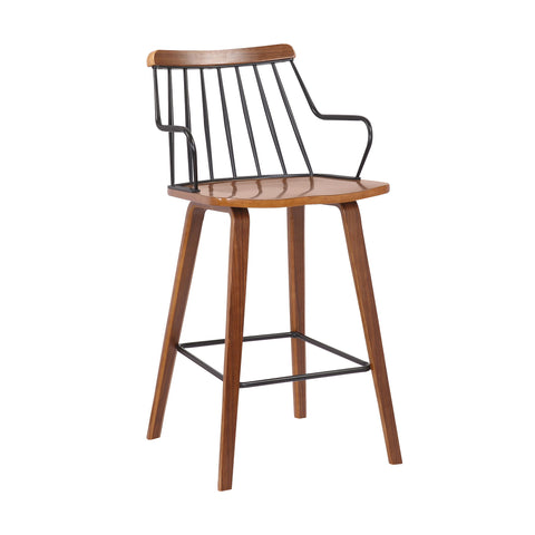 Micah - 26" Modern Counter Height Bar Stool - Walnut / Metal - Premium Counter Height (24"-27") from Armen Living - Just $227.50! Shop now at brett interiors