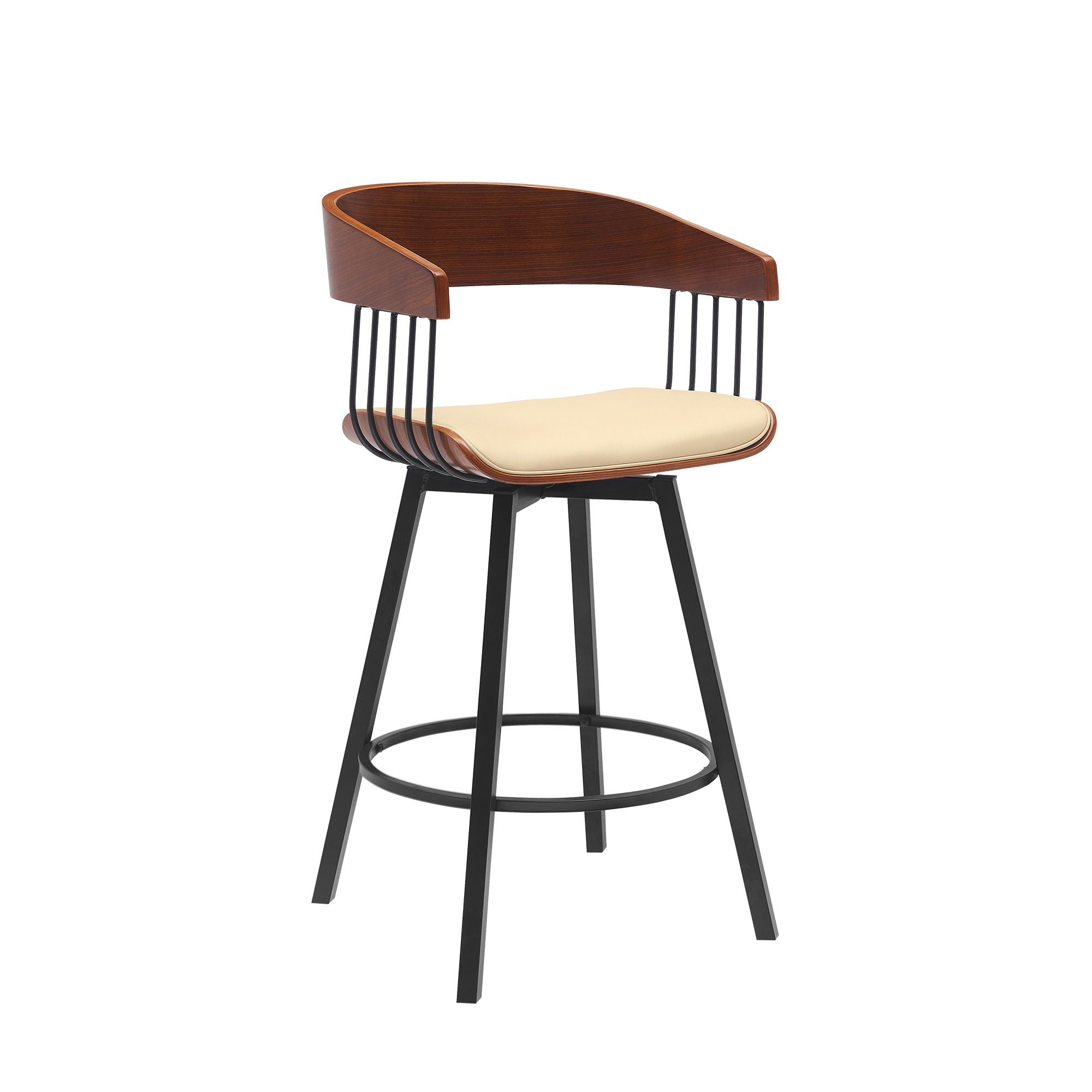 Athena - Swivel Walnut Metal Stool - Premium Counter Height (24"-27") from Armen Living - Just $280! Shop now at brett interiors