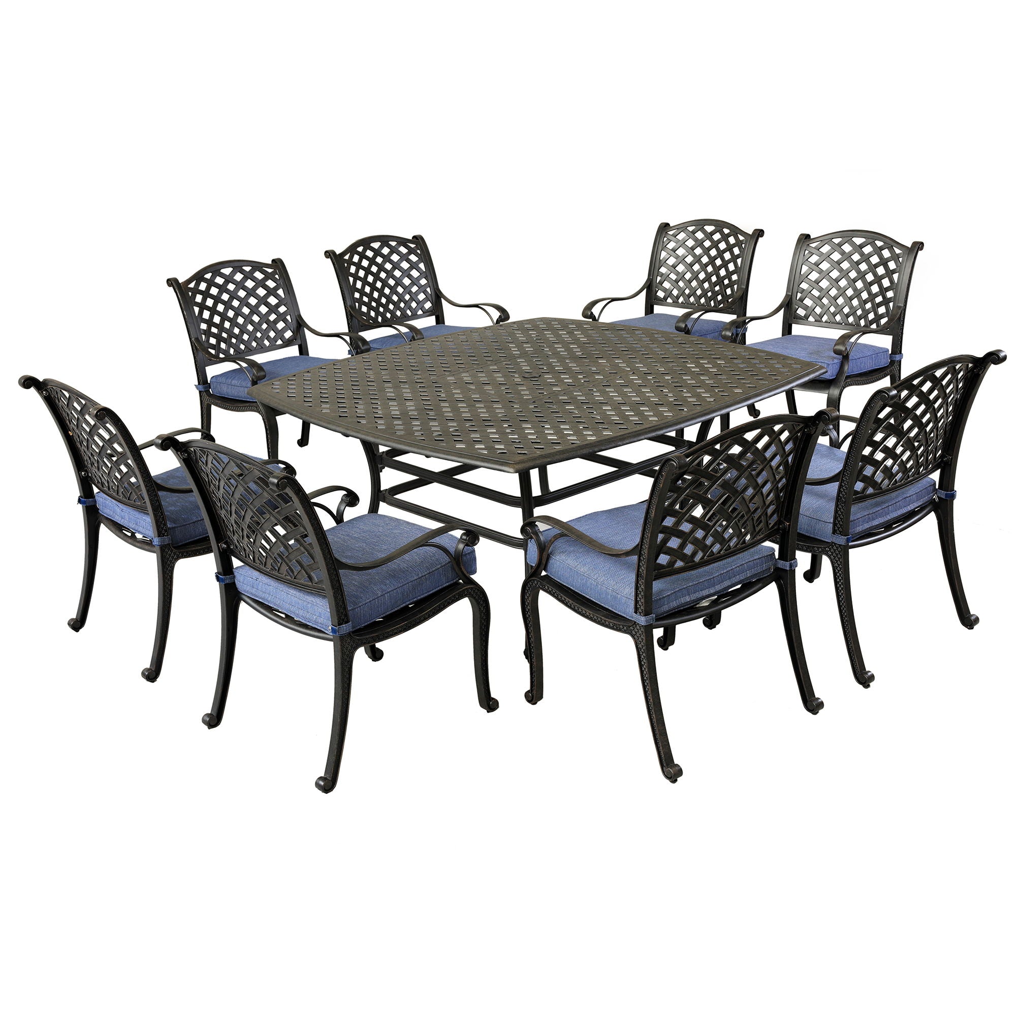 Square 8 Person 63.98" Long Dining Set With Dupione Brown Cushions - Premium 8 + Piece Outdoor Sets from Gather Craft - Just $4248! Shop now at brett interiors