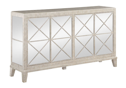 Sybil - Four Door Credenza - Chase Mottled White / Mirror - Premium Credenzas from Coast2Coast Home - Just $3300! Shop now at brett interiors