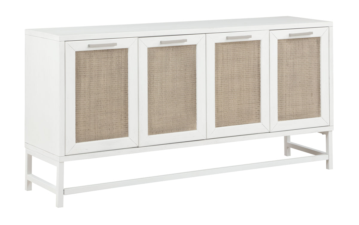 Hawthorne - Four Door Credenza - White / Rattan - Premium Credenzas from Coast2Coast Home - Just $3135! Shop now at brett interiors