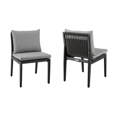 Cayman - Outdoor Patio Dining Chairs With Cushions (Set of 2) - Gray - Premium Chair Sets from Armen Living - Just $1140! Shop now at brett interiors