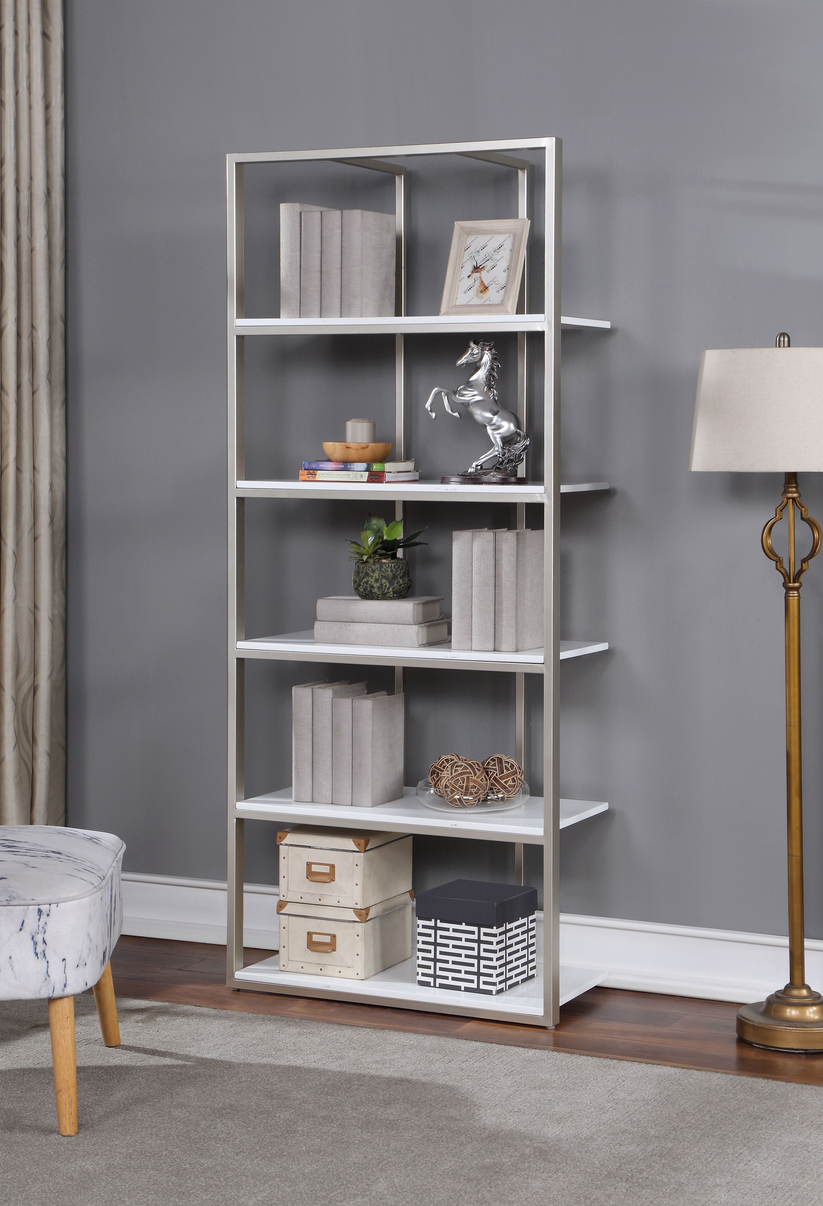 Ingrid - Etagere - Dreamy White / Champagne Lights - Premium Standard Bookcases from Coast2Coast Home - Just $1815! Shop now at brett interiors