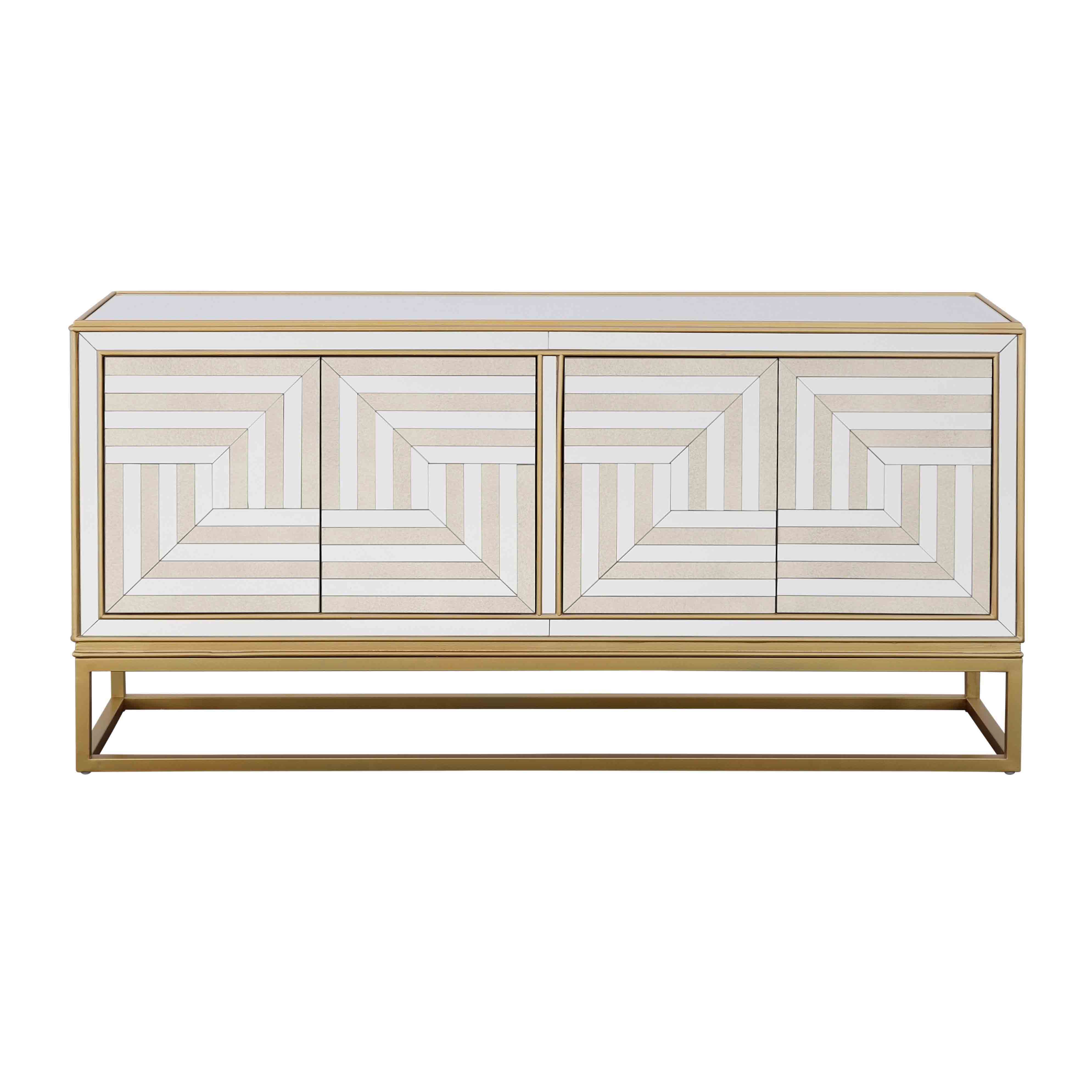 Fostoria - Four Door Credenza - Gold / Mirror - Premium Credenzas from Coast2Coast Home - Just $4042.50! Shop now at brett interiors