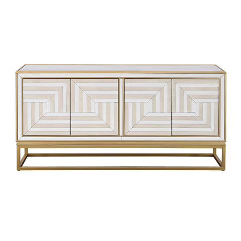 Fostoria - Four Door Credenza - Gold / Mirror - Premium Credenzas from Coast2Coast Home - Just $4042.50! Shop now at brett interiors