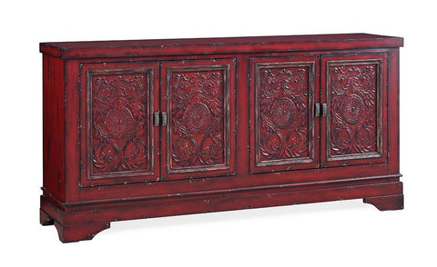 Rogan - Four Door Credenza - Soladet Vintage Red - Premium Credenzas from Coast2Coast Home - Just $3712.50! Shop now at brett interiors