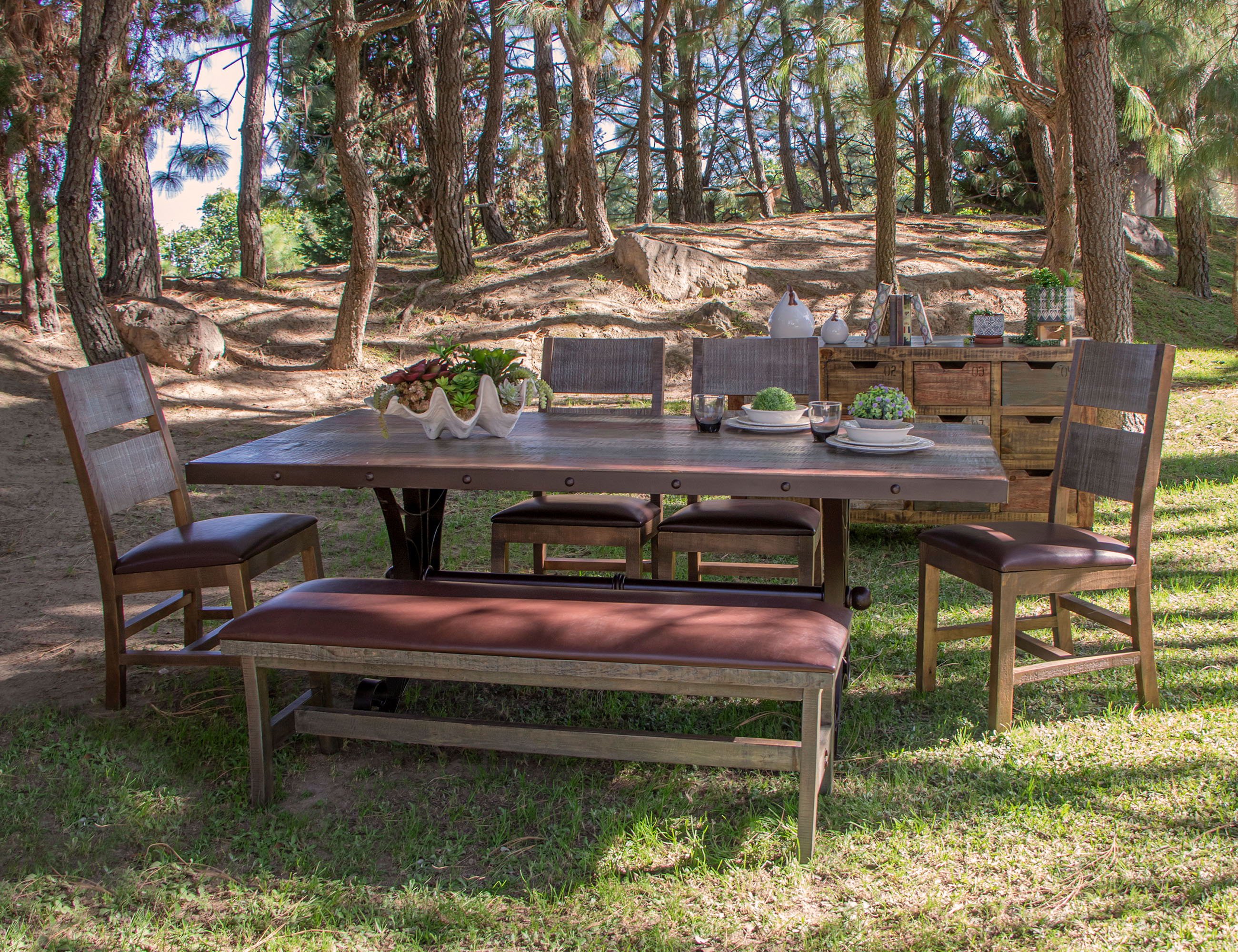 Antique - Table With Iron Base - Multicolor - Premium Dining Tables from International Furniture Direct - Just $1295! Shop now at brett interiors