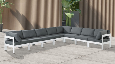 Nizuc - Outdoor Patio Modular Sectional 8 Piece - Grey - Fabric - Premium Stationary Sectionals from Meridian Furniture - Just $7200! Shop now at brett interiors