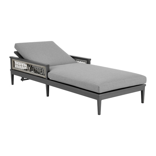 Zella - Outdoor Patio Chaise Lounge Chair - Gray / Earl Gray - Premium Lounge Chairs from Armen Living - Just $1877.50! Shop now at brett interiors