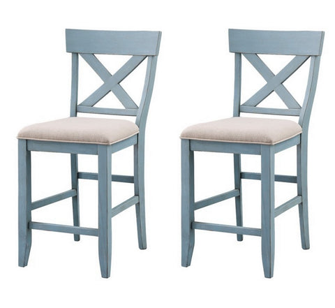 Bar Harbor - Counter Height Crossed Back Upholstered Dining Side Chairs (Set of 2) - Premium Chair Sets from Coast2Coast Home - Just $1650! Shop now at brett interiors