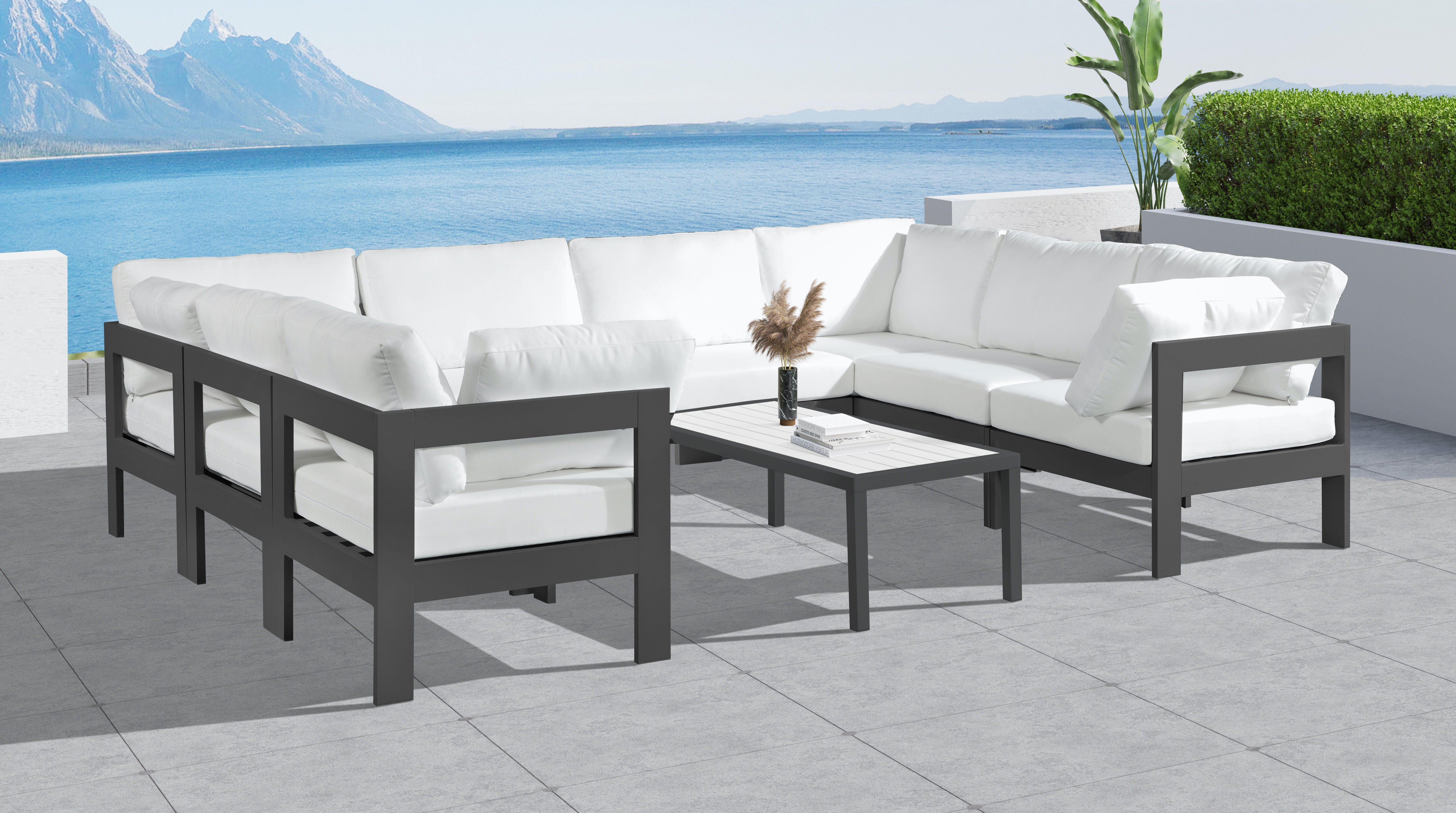 Nizuc - Outdoor Patio Modular Sectional 8 Piece - White - Premium Stationary Sectionals from Meridian Furniture - Just $7300! Shop now at brett interiors