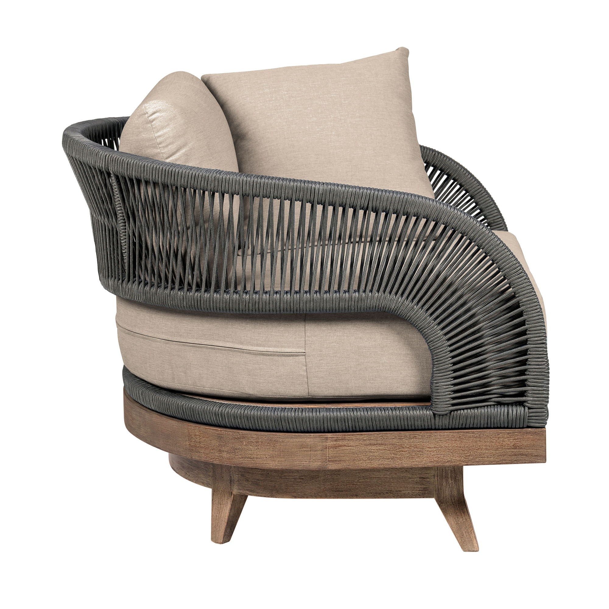 Orbit - Swivel Outdoor Patio Chair - Weathered Eucalyptus / Taupe - Premium Swivel Chairs from Armen Living - Just $1487.50! Shop now at brett interiors