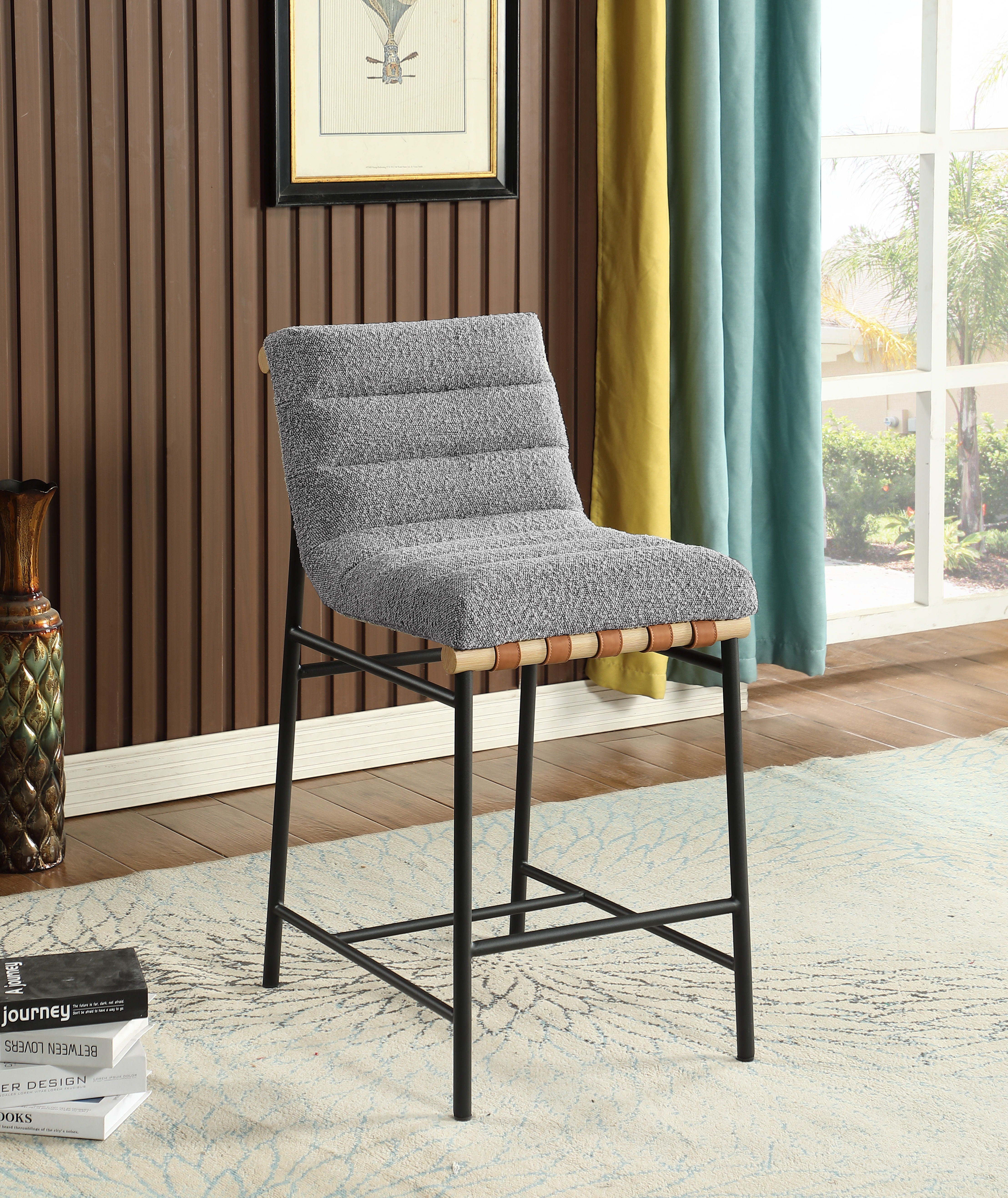 Lahni - 17" Boucle Fabric Counter Height Chair - Premium Counter Height (24"-27") from Lilola Home - Just $340! Shop now at brett interiors