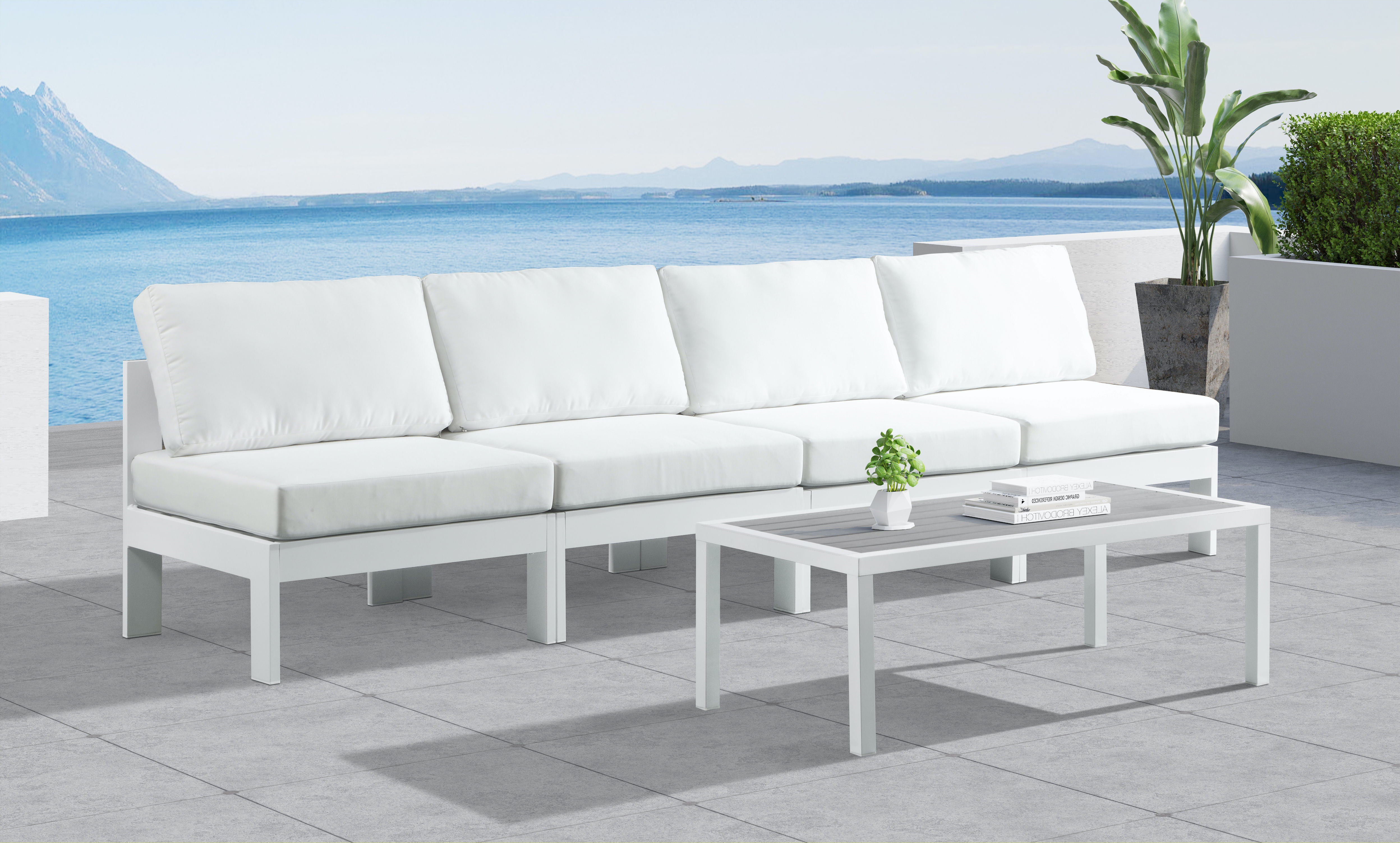 Nizuc - Outdoor Patio Modular Sofa 4 Seats - White - Premium Sofas from Meridian Furniture - Just $3450! Shop now at brett interiors