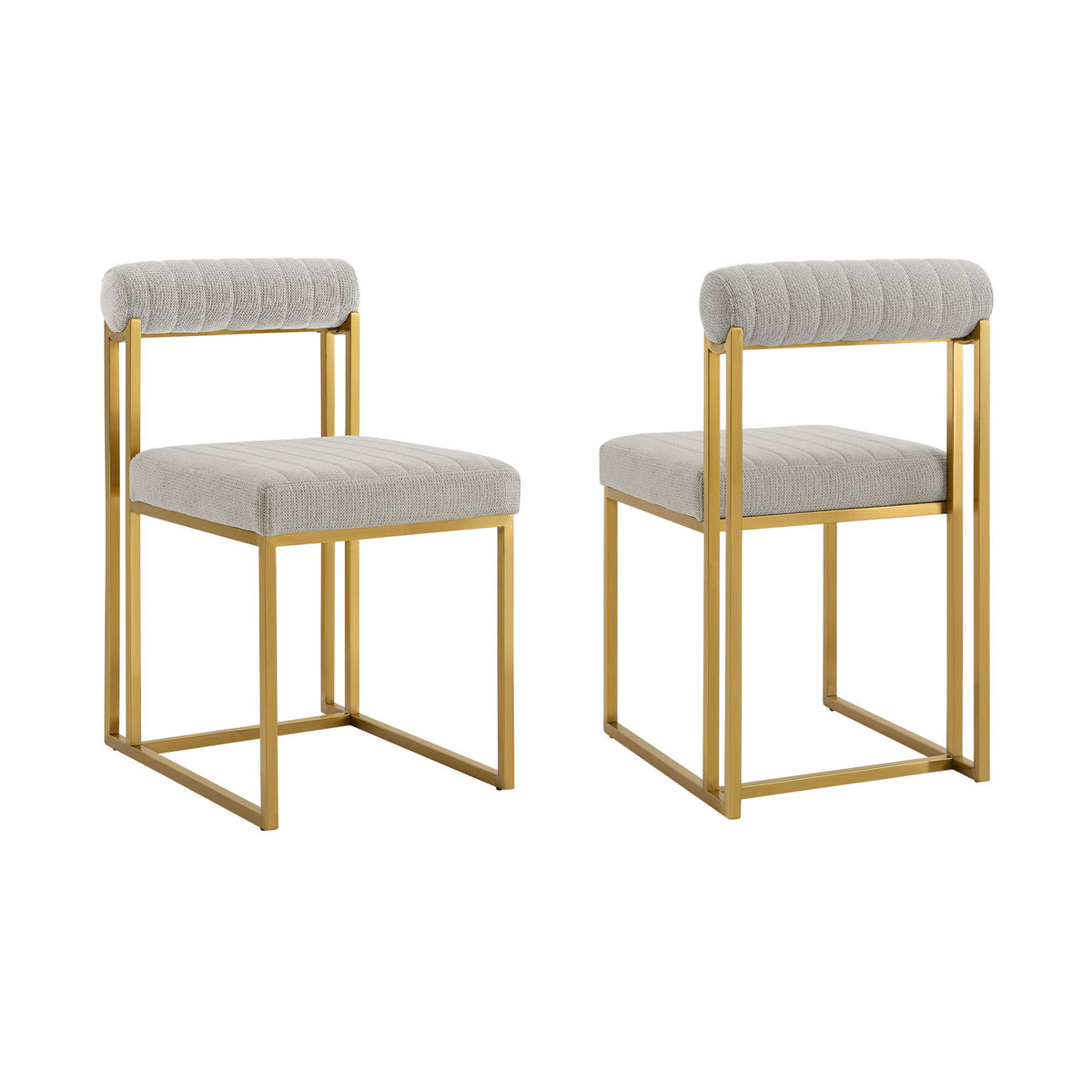 Anastasia - Dining Chair (Set of 2) - Gold Brushed / Taupe - Premium Chair Sets from Armen Living - Just $925! Shop now at brett interiors