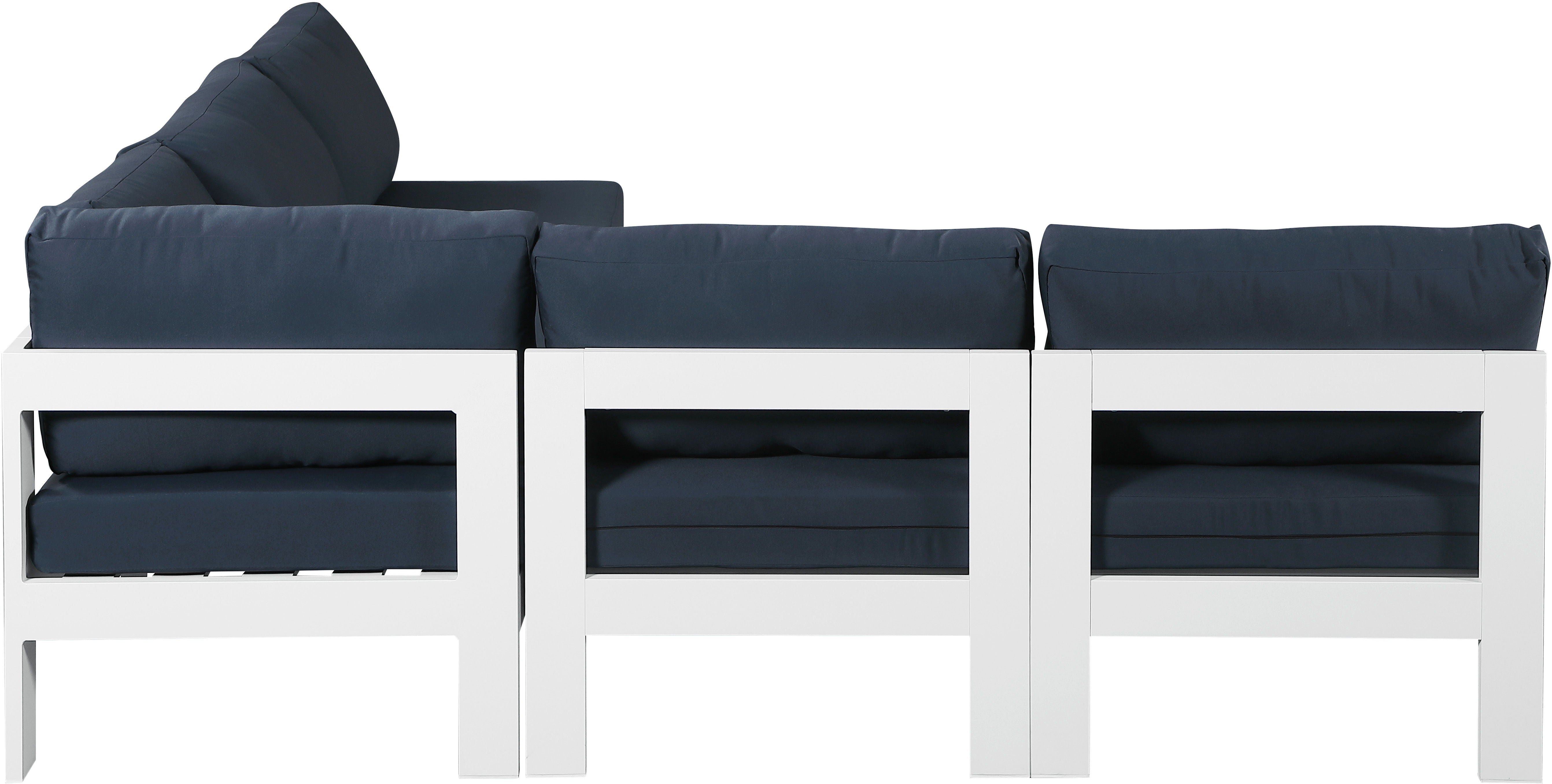 Nizuc - Outdoor Patio Modular Sectional 5 Piece - Navy - Fabric - Modern & Contemporary - Premium Stationary Sectionals from Meridian Furniture - Just $4412.50! Shop now at brett interiors